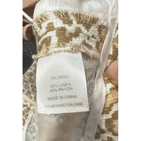 NEW Pendleton Linen Blend Leopard Print Cropped‎ Trouser Pants Tan Size 4 - Picture 4 of 4
